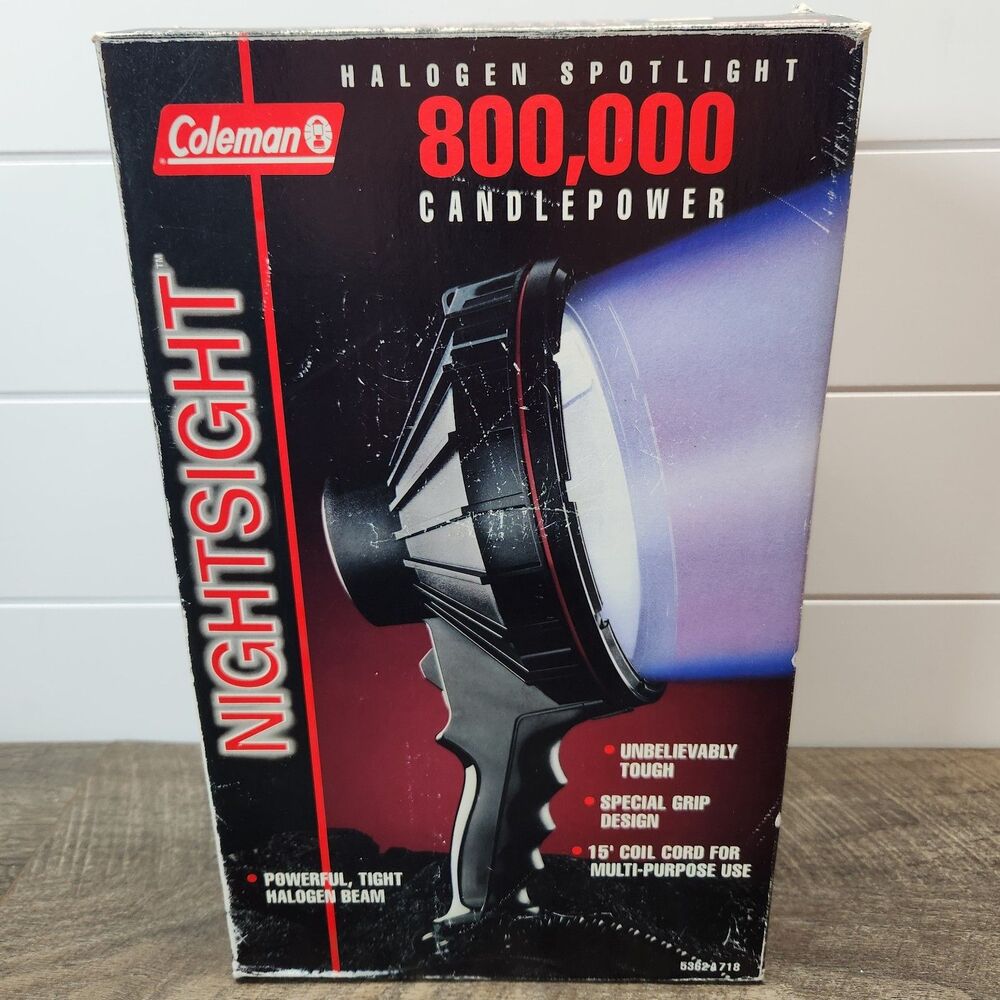 Coleman Night Sight Spotlight 800,000 Candlepower 12V Halogen Model 5362A718 NEW